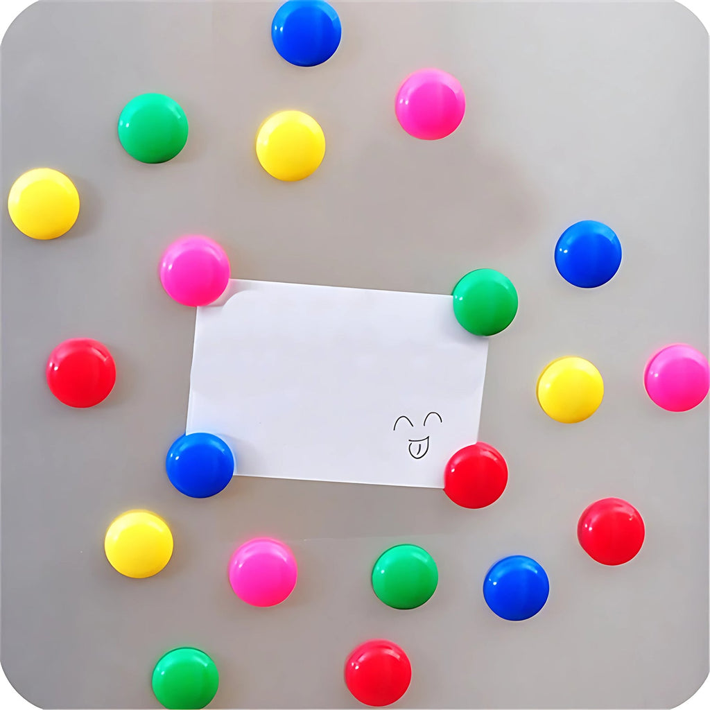 Side profile of translucent yellow circular magnetic button