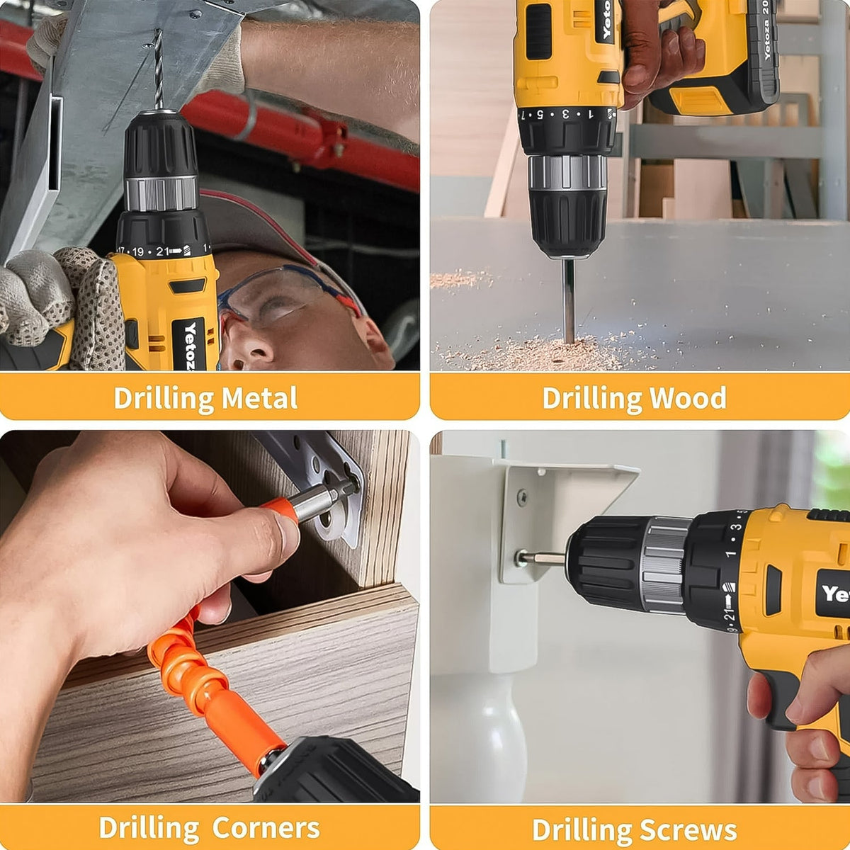 Detailed view of the PowerXpert cordless drill's technical specifications and battery features.
