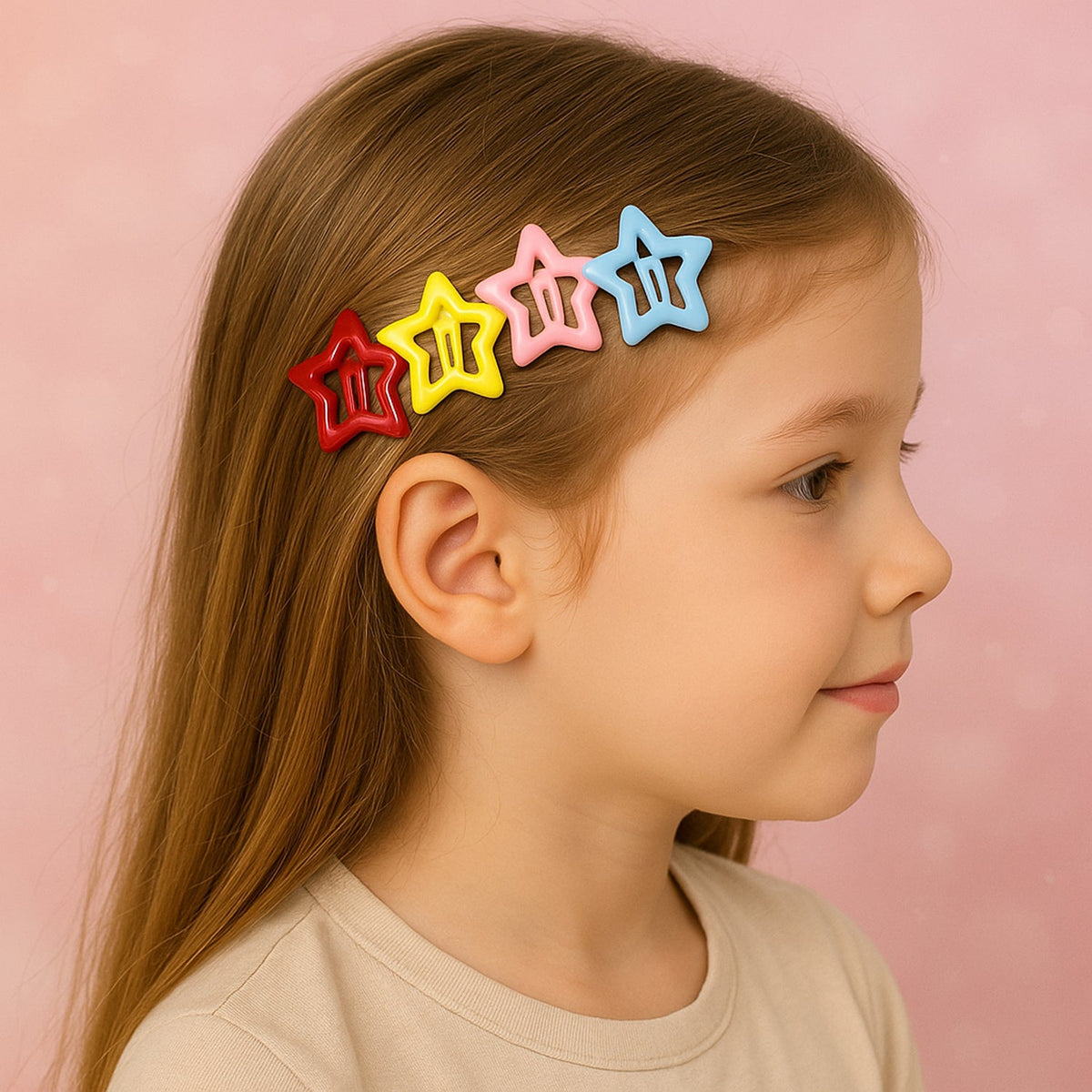 Star design metal hair clips in different colors for versatile wear