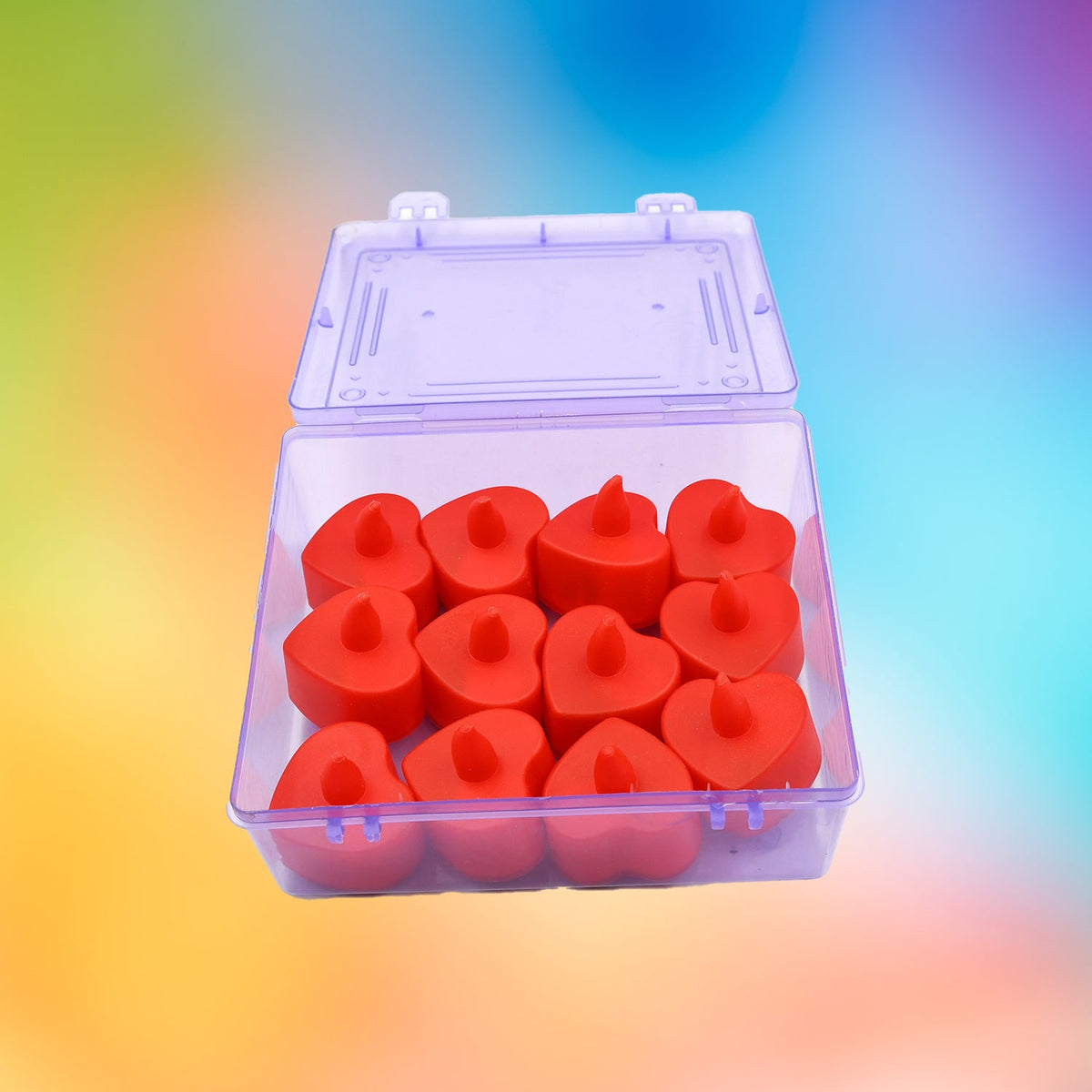 Several battery-operated LED Heart Diya Candles scattered for home decoration.