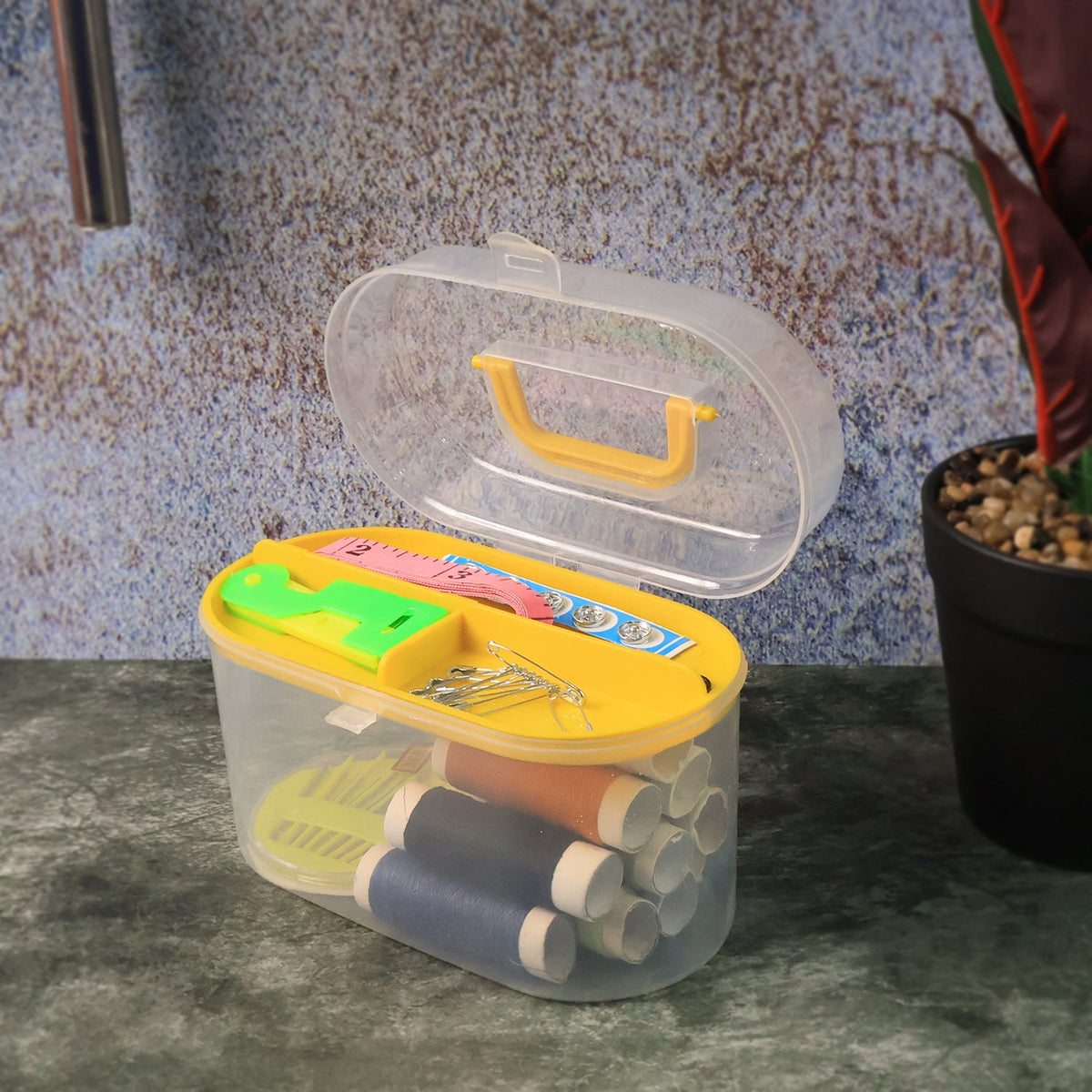 Compact travel sewing kit easily fits into a handbag, perfect for on-the-go mending.